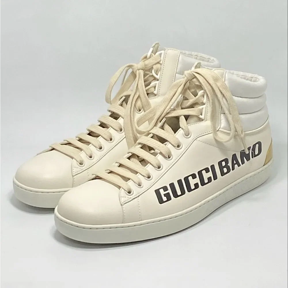 GUCCI Calfskin Ace Gucci Band Mens High Top Sneakers size 9.5/ US size 10.5